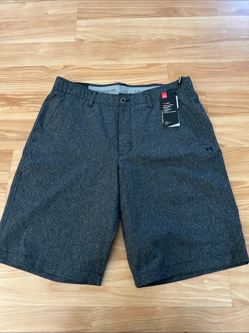 Under Armour HeatGear Mens Golf Shorts Grey Heather Size 34 Flat Front